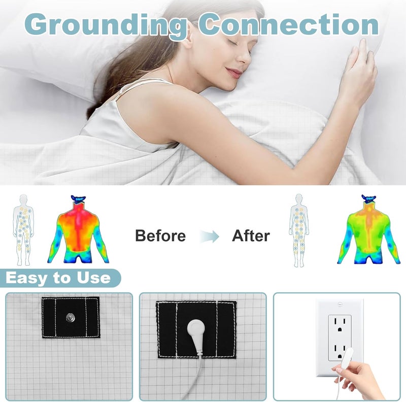 NHIDKU Grounding Sheets King Size,Grounding Flat Sheets 20% Silver for Bed Sleeping for Better Sleep,Grounding Sheets with Grounding Cord - Image 3